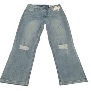 Cosmic Blue Love Sanctuary Wash Adrianne Cropped Boyfriend Jeans - Petite